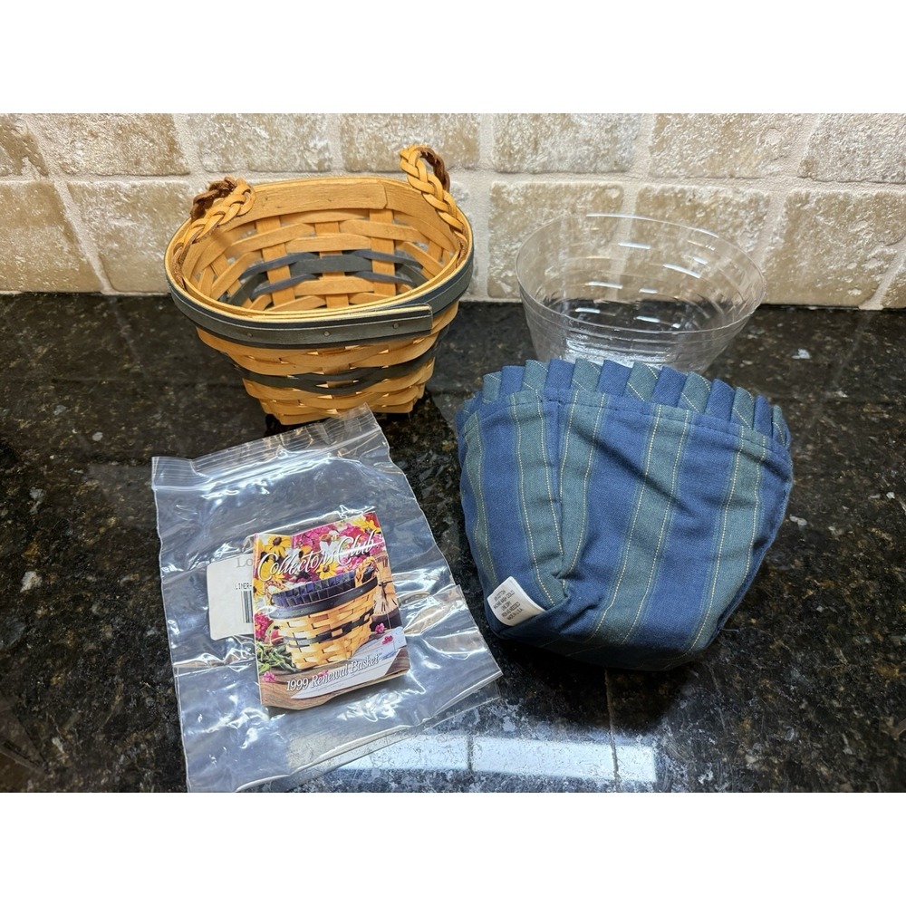NEW Longaberger Collectors Club Renewal Basket 1999 Fabric & Plastic Liner